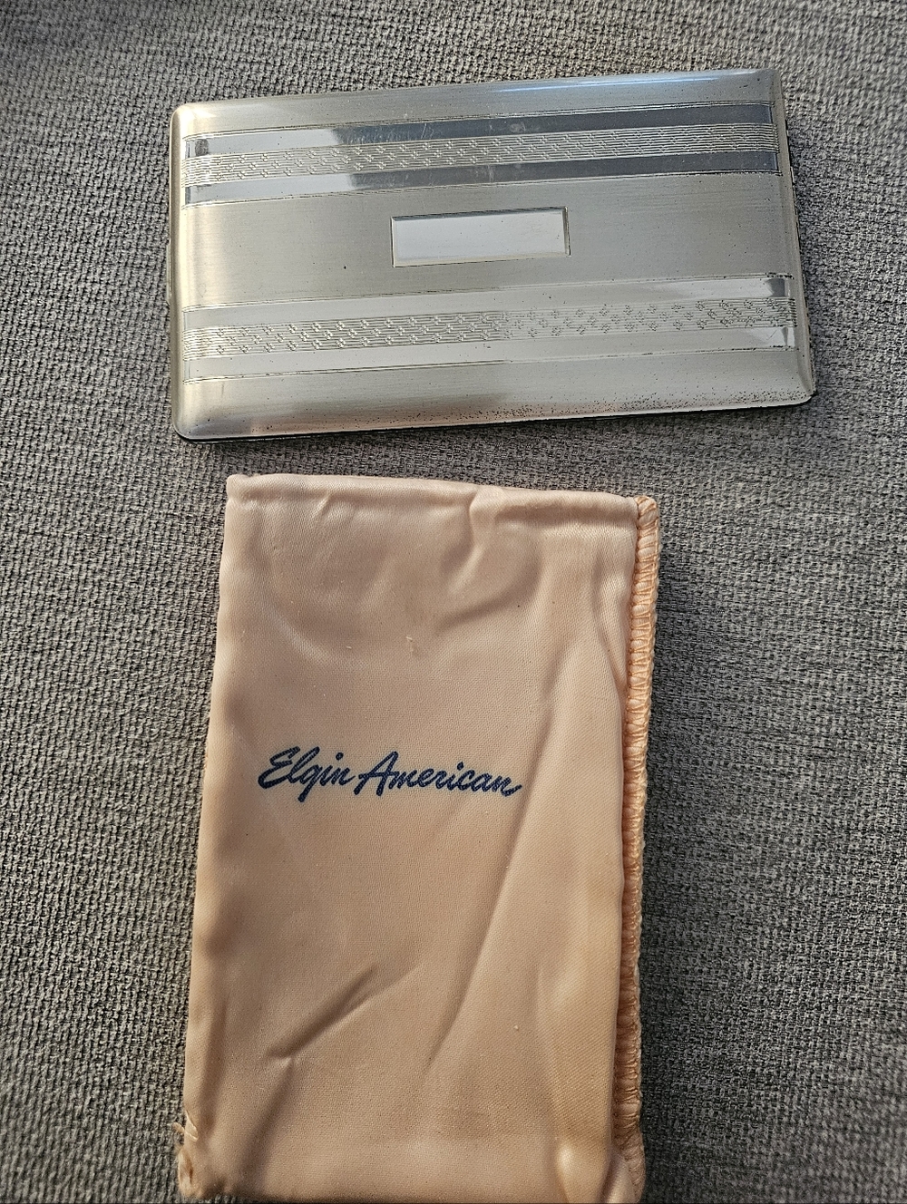Vintage Elgin American Hinged Cigarette Case With Bag And Box
